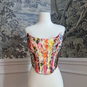 NWOT Zimmermann Wonderland Spliced Linen And Silk Corset Top - Size 1